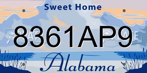 8361AP9 Alabama License Plate
