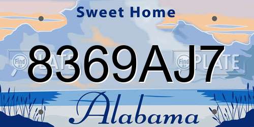 8369AJ7 Alabama License Plate