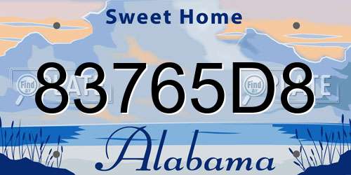 83765D8 Alabama License Plate