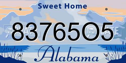 83765O5 Alabama License Plate