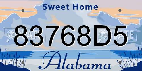 83768D5 Alabama License Plate
