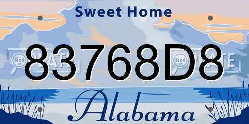 83768D8 Alabama License Plate