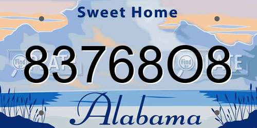 83768O8 Alabama License Plate