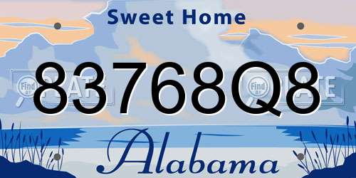 83768Q8 Alabama License Plate