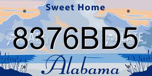 8376BD5 Alabama License Plate