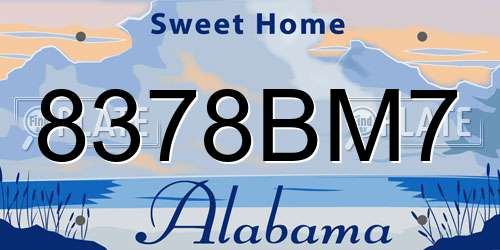 8378BM7 Alabama License Plate