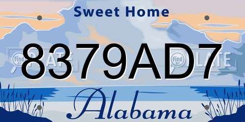 8379AD7 Alabama License Plate