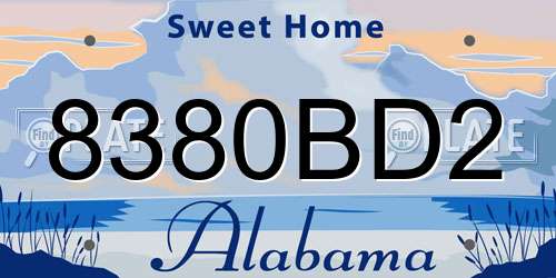 8380BD2 Alabama License Plate