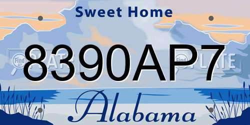8390AP7 Alabama License Plate