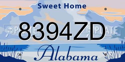 8394ZD Alabama License Plate
