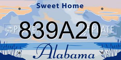 839A20 Alabama License Plate