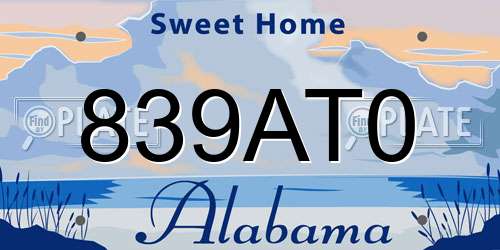 839AT0 Alabama License Plate