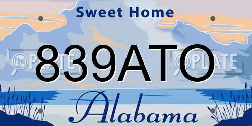 839ATO Alabama License Plate