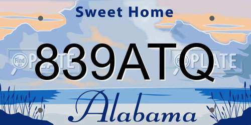 839ATQ Alabama License Plate