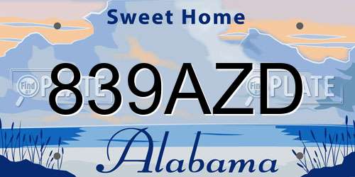 839AZD Alabama License Plate
