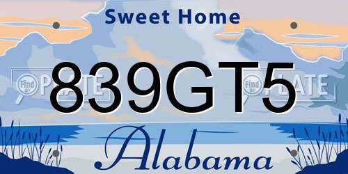 839GT5 Alabama License Plate