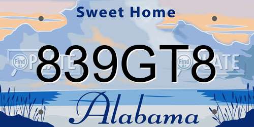 839GT8 Alabama License Plate