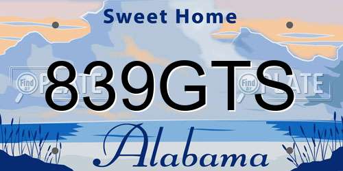 839GTS Alabama License Plate