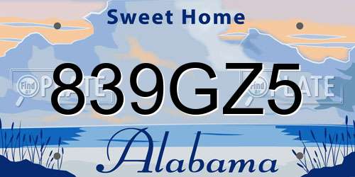 839GZ5 Alabama License Plate