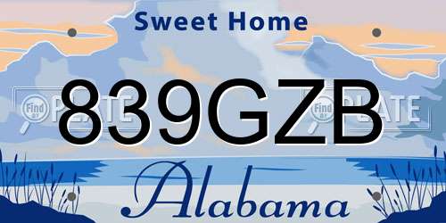 839GZB Alabama License Plate