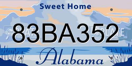 83BA352 Alabama License Plate