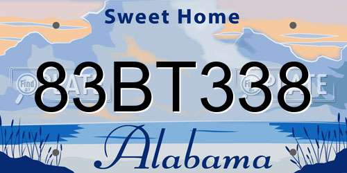 83BT338 Alabama License Plate