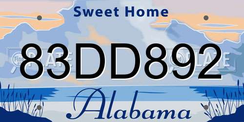 83DD892 Alabama License Plate