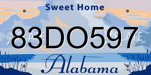 83DO597 Alabama License Plate