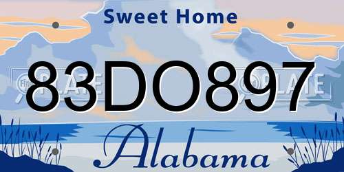 83DO897 Alabama License Plate