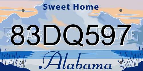 83DQ597 Alabama License Plate
