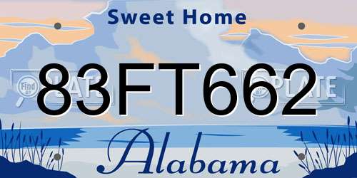 83FT662 Alabama License Plate