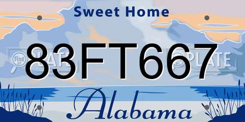 83FT667 Alabama License Plate