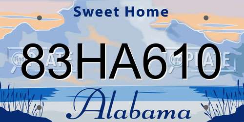 83HA610 Alabama License Plate