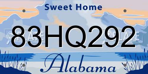 83HQ292 Alabama License Plate