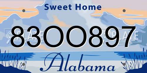 83OO897 Alabama License Plate