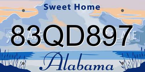83QD897 Alabama License Plate