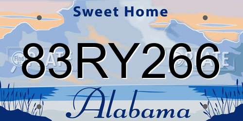 83RY266 Alabama License Plate