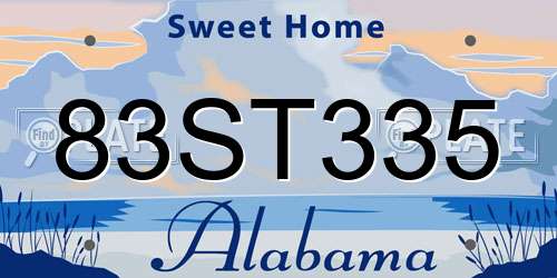 83ST335 Alabama License Plate