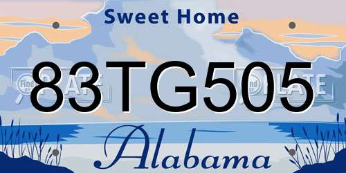 83TG505 Alabama License Plate