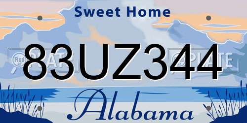 83UZ344 Alabama License Plate
