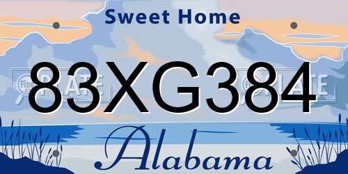 83XG384 Alabama License Plate