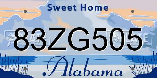 83ZG505 Alabama License Plate