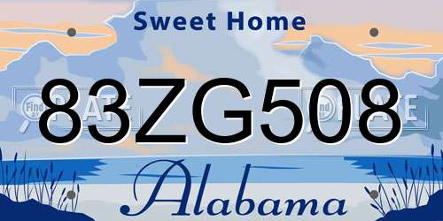 83ZG508 Alabama License Plate