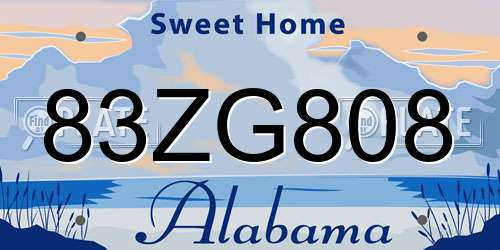 83ZG808 Alabama License Plate