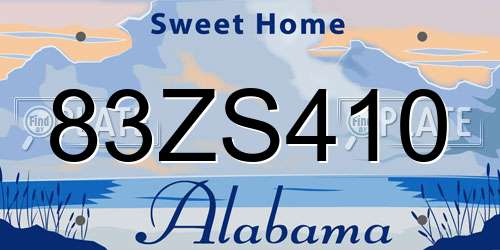 83ZS410 Alabama License Plate