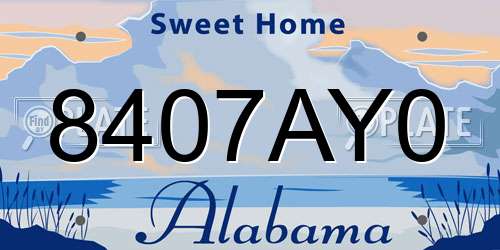 8407AY0 Alabama License Plate