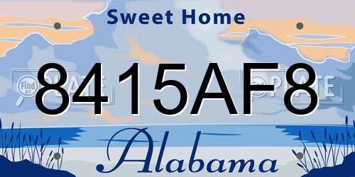 8415AF8 Alabama License Plate