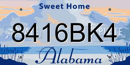 8416BK4 Alabama License Plate