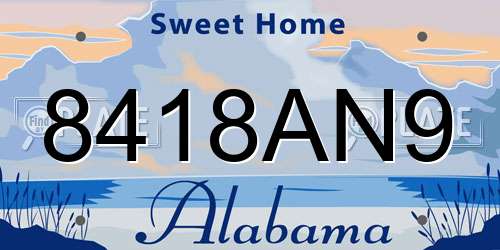 8418AN9 Alabama License Plate