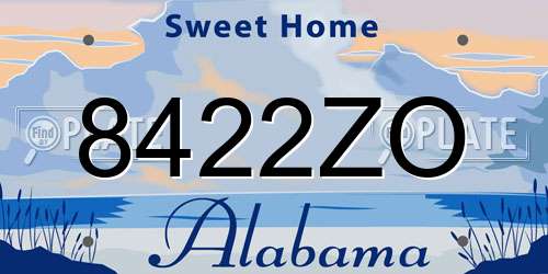 8422ZO Alabama License Plate